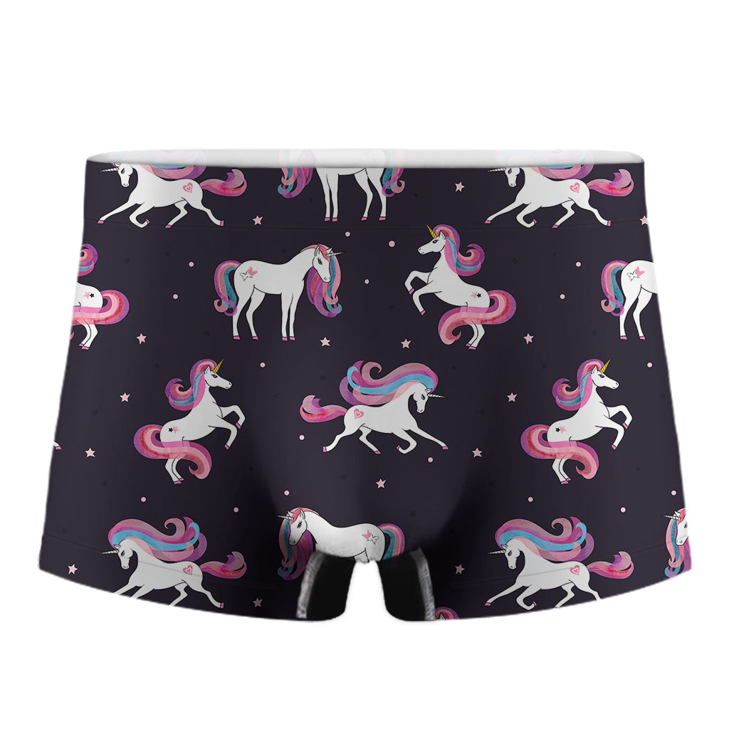 Night Girly Unicorn Pattern Print Men's Boxer Briefs