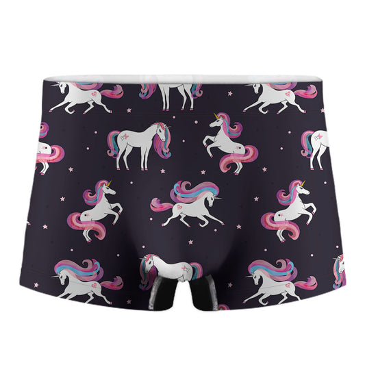 Night Girly Unicorn Pattern Print Men's Boxer Briefs