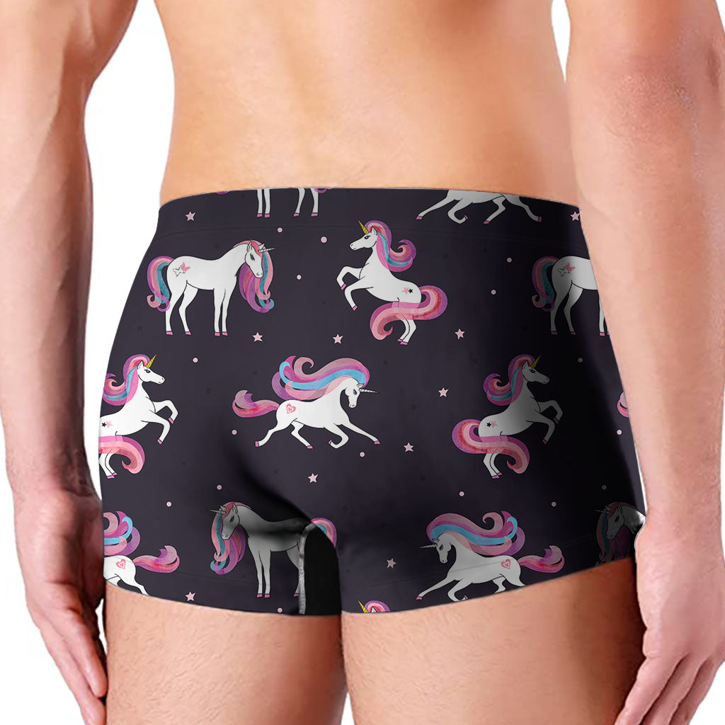Night Girly Unicorn Pattern Print Men's Boxer Briefs
