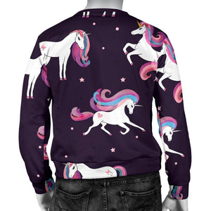 Night Girly Unicorn Pattern Print Men's Crewneck Sweatshirt GearFrost