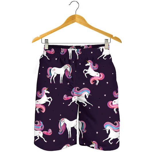 Night Girly Unicorn Pattern Print Men's Shorts