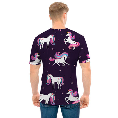 Night Girly Unicorn Pattern Print Men's T-Shirt