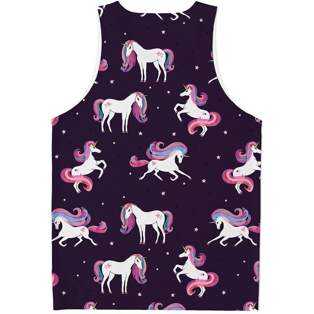 Night Girly Unicorn Pattern Print Men's Tank Top