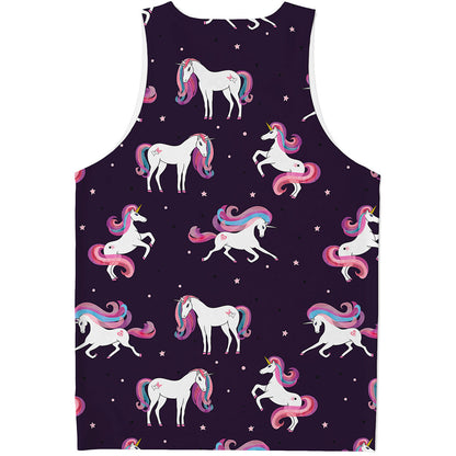 Night Girly Unicorn Pattern Print Men's Tank Top