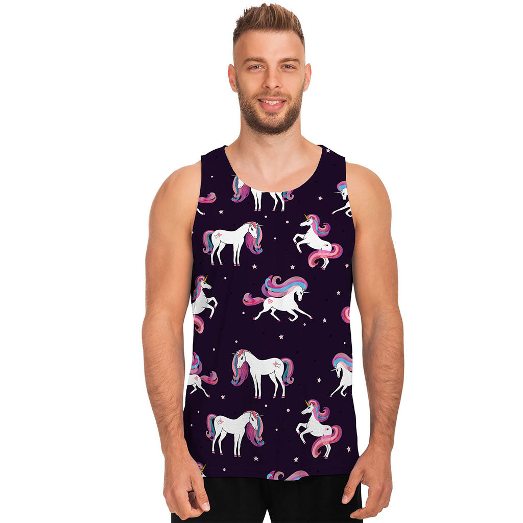 Night Girly Unicorn Pattern Print Men's Tank Top