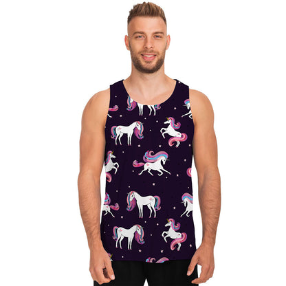 Night Girly Unicorn Pattern Print Men's Tank Top