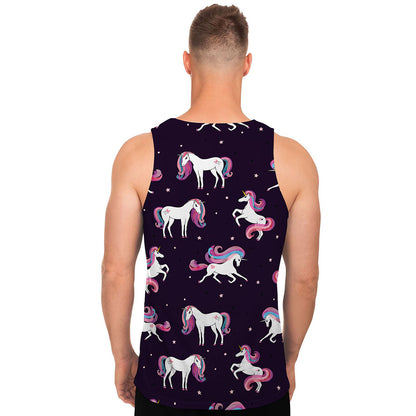 Night Girly Unicorn Pattern Print Men's Tank Top