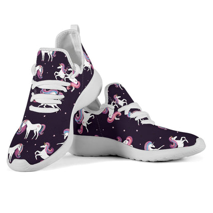 Night Girly Unicorn Pattern Print Mesh Knit Shoes GearFrost