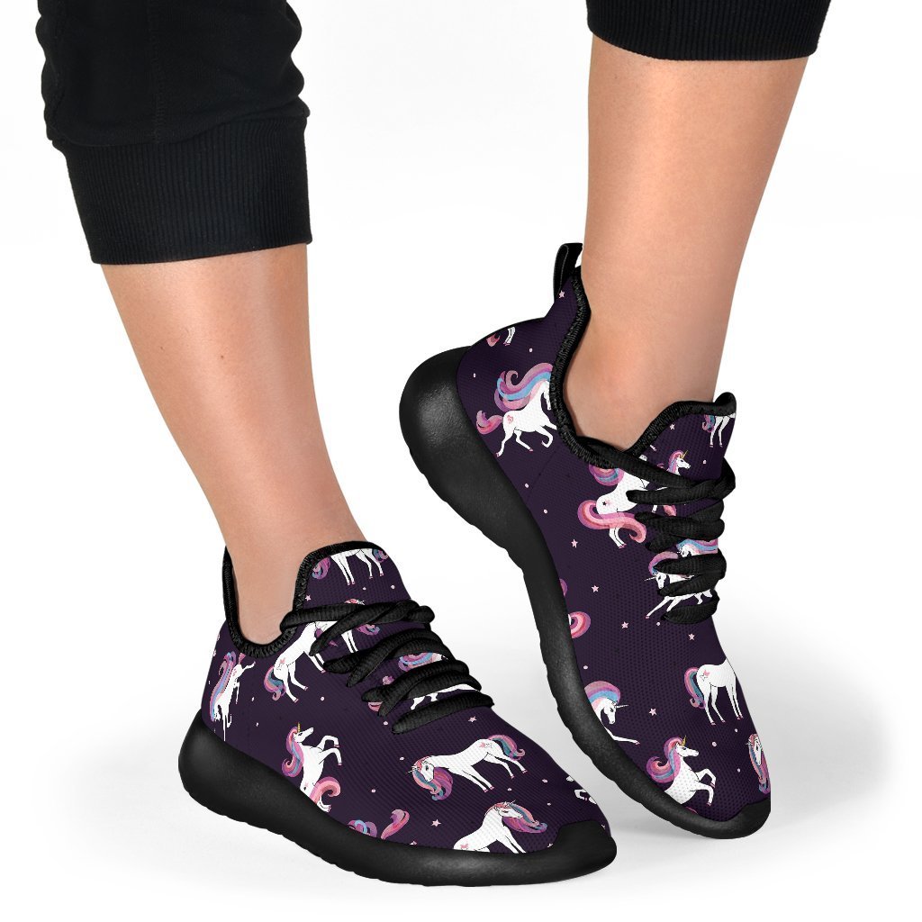 Night Girly Unicorn Pattern Print Mesh Knit Shoes GearFrost