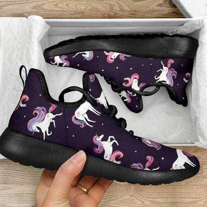 Night Girly Unicorn Pattern Print Mesh Knit Shoes GearFrost