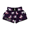 Night Girly Unicorn Pattern Print Muay Thai Boxing Shorts