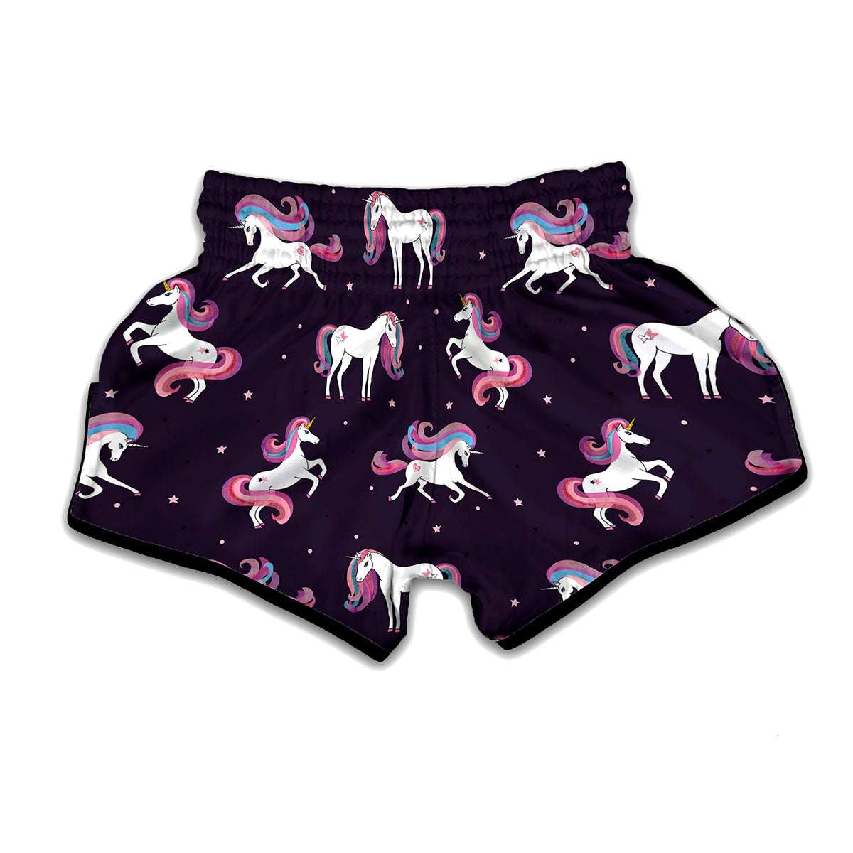 Night Girly Unicorn Pattern Print Muay Thai Boxing Shorts