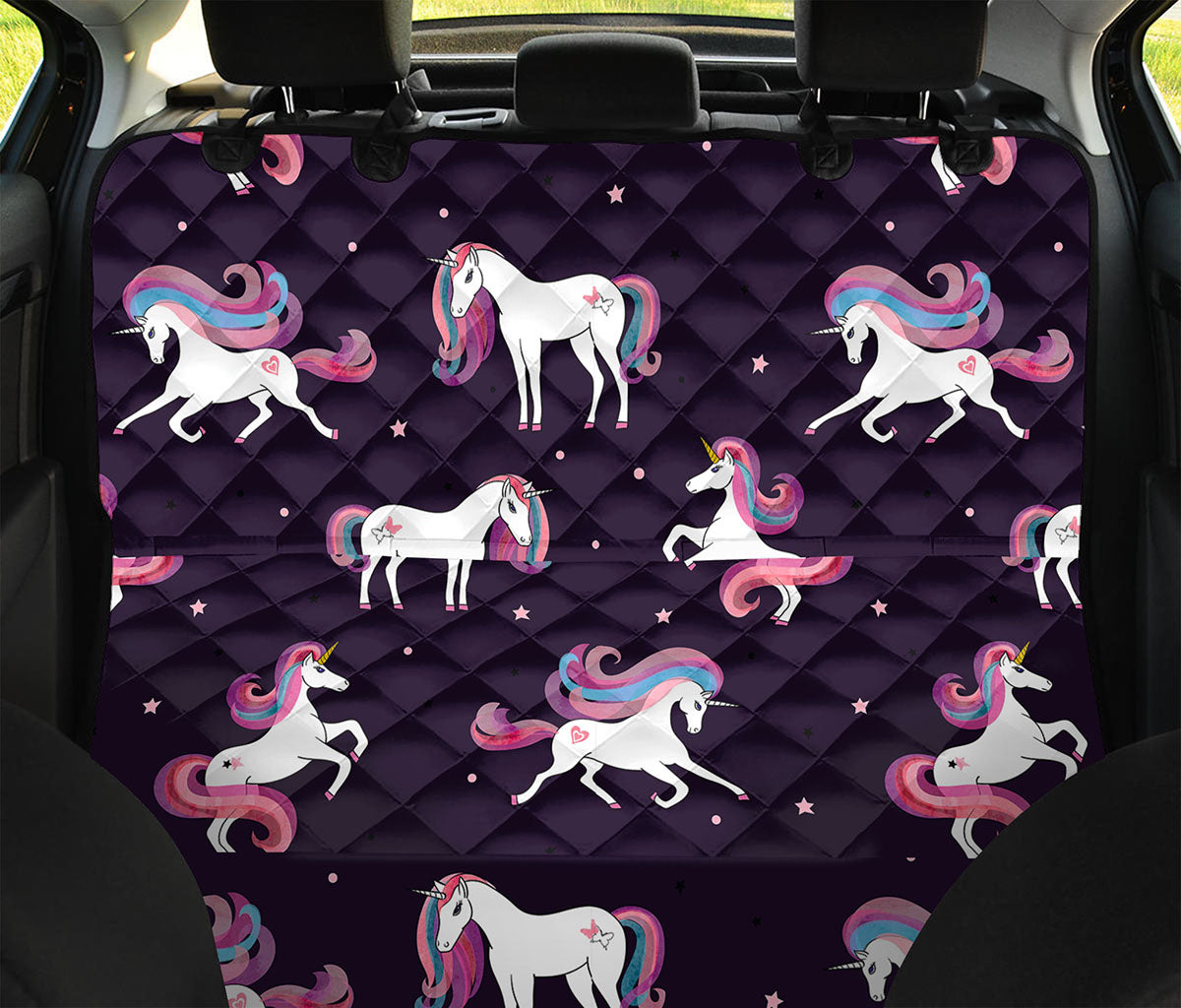 Night Girly Unicorn Pattern Print Pet Car Back Seat Cover