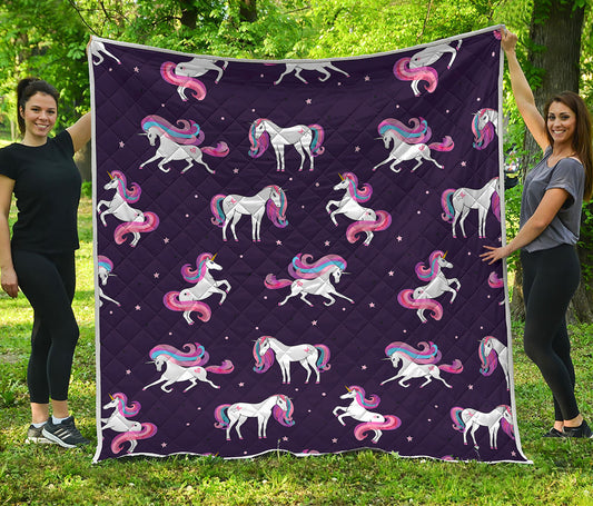Night Girly Unicorn Pattern Print Quilt