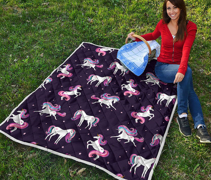 Night Girly Unicorn Pattern Print Quilt