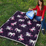Night Girly Unicorn Pattern Print Quilt