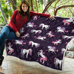 Night Girly Unicorn Pattern Print Quilt