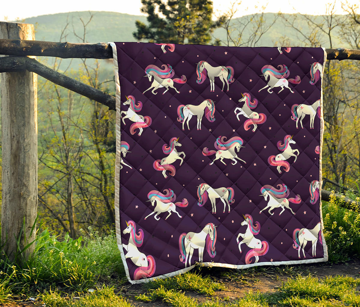 Night Girly Unicorn Pattern Print Quilt