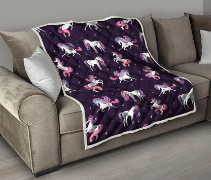 Night Girly Unicorn Pattern Print Quilt