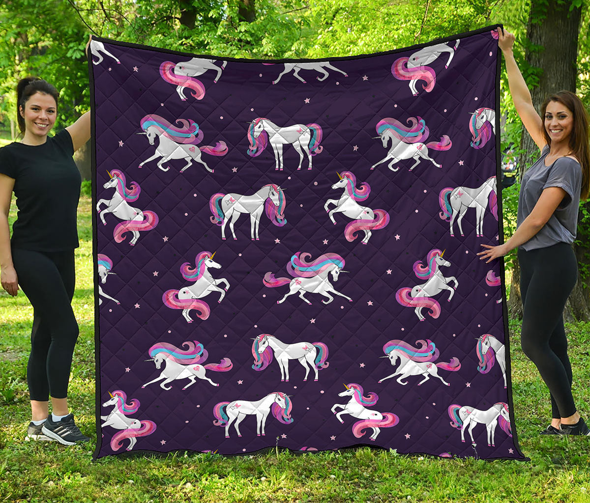 Night Girly Unicorn Pattern Print Quilt