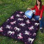 Night Girly Unicorn Pattern Print Quilt