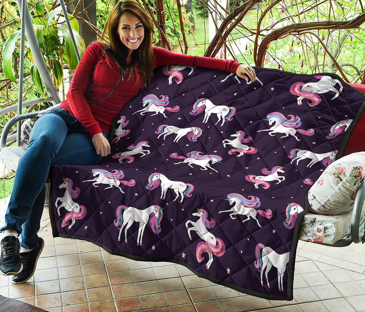 Night Girly Unicorn Pattern Print Quilt