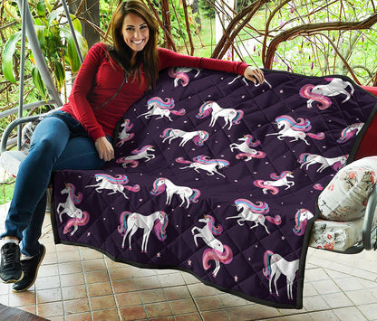 Night Girly Unicorn Pattern Print Quilt