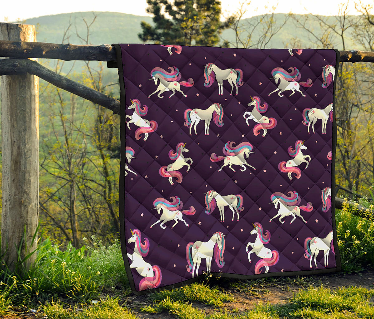 Night Girly Unicorn Pattern Print Quilt
