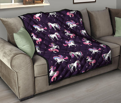 Night Girly Unicorn Pattern Print Quilt
