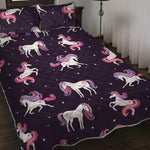 Night Girly Unicorn Pattern Print Quilt Bed Set
