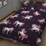 Night Girly Unicorn Pattern Print Quilt Bed Set