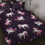 Night Girly Unicorn Pattern Print Quilt Bed Set