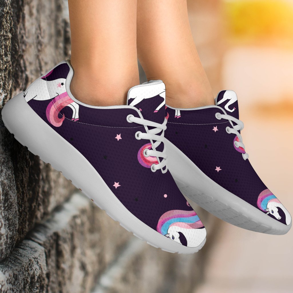 Night Girly Unicorn Pattern Print Sport Shoes GearFrost