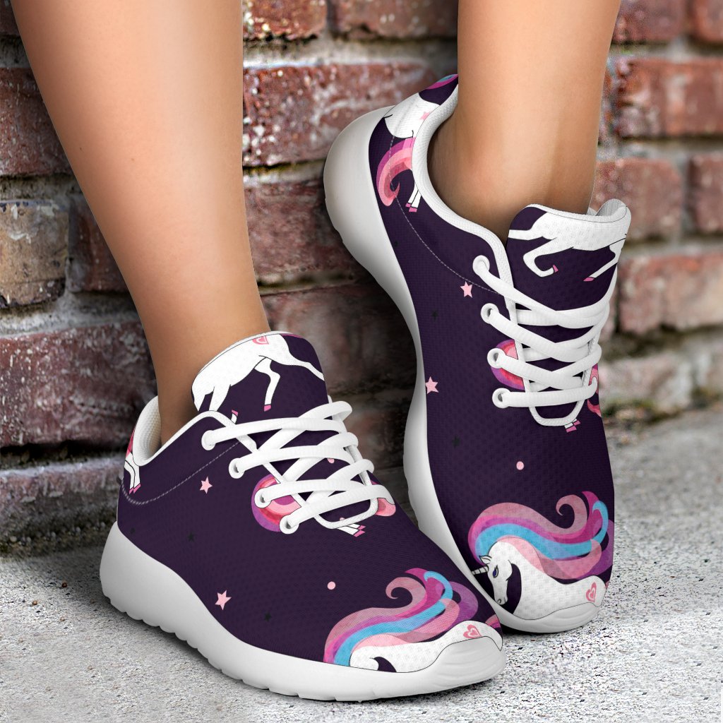 Night Girly Unicorn Pattern Print Sport Shoes GearFrost