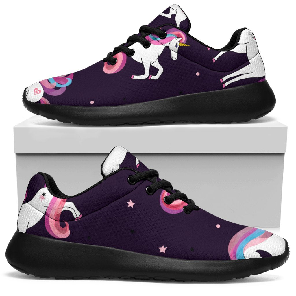 Night Girly Unicorn Pattern Print Sport Shoes GearFrost