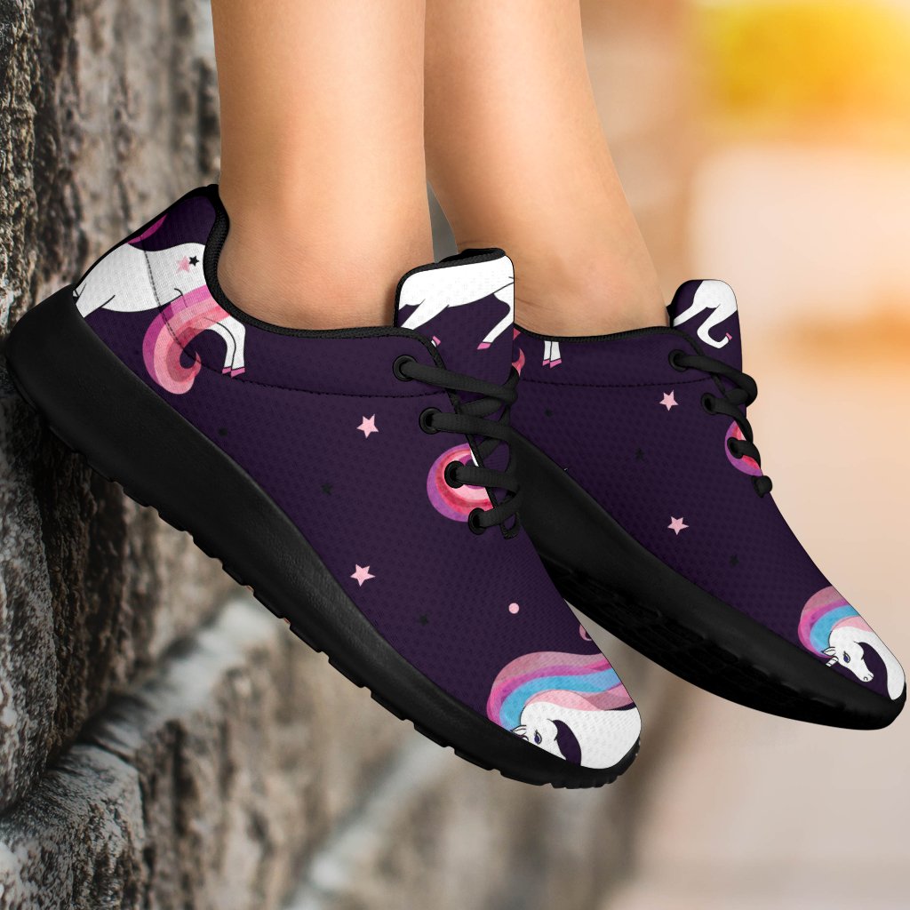 Night Girly Unicorn Pattern Print Sport Shoes GearFrost