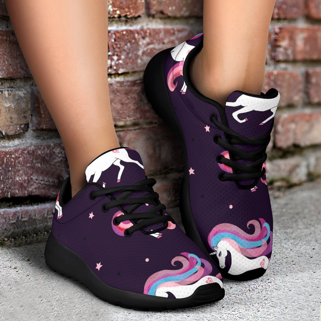 Night Girly Unicorn Pattern Print Sport Shoes GearFrost