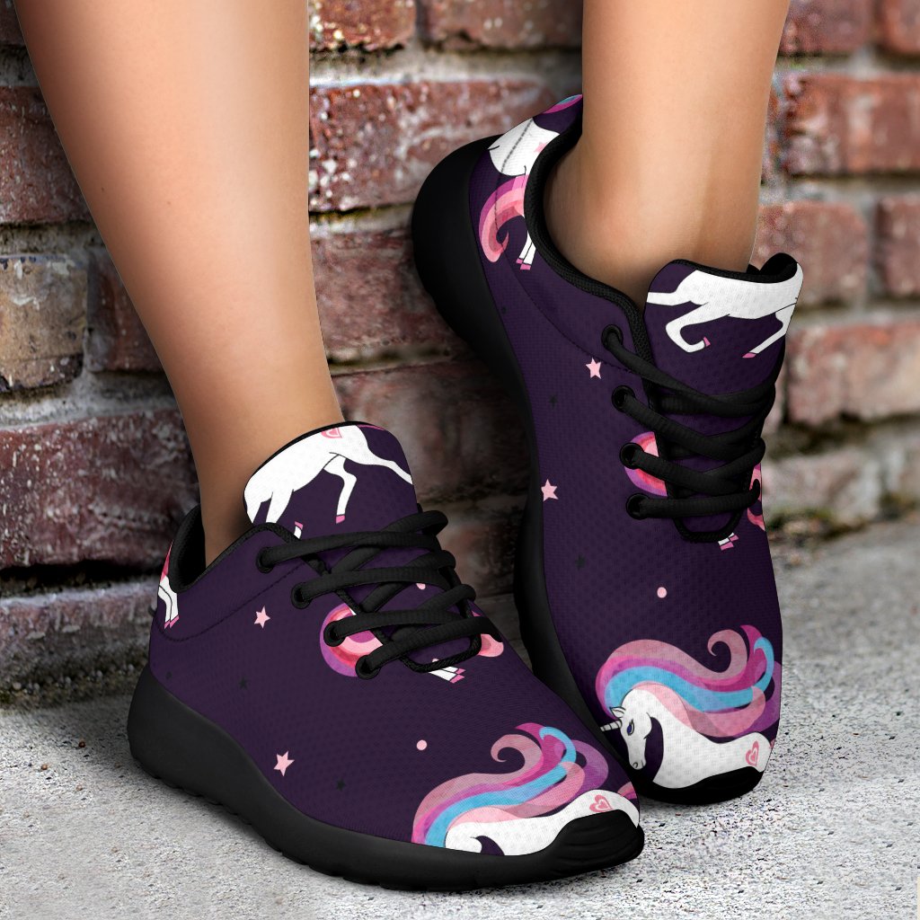 Night Girly Unicorn Pattern Print Sport Shoes GearFrost