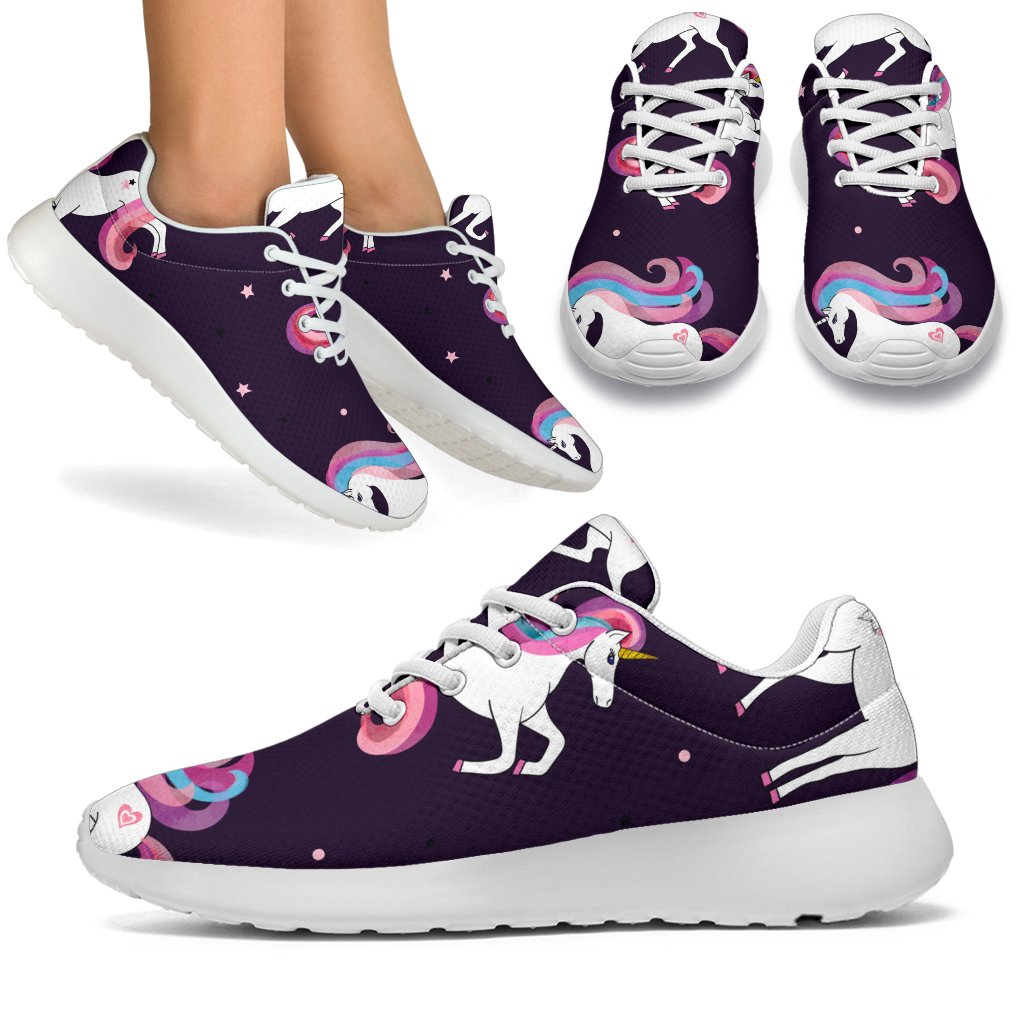 Night Girly Unicorn Pattern Print Sport Shoes GearFrost