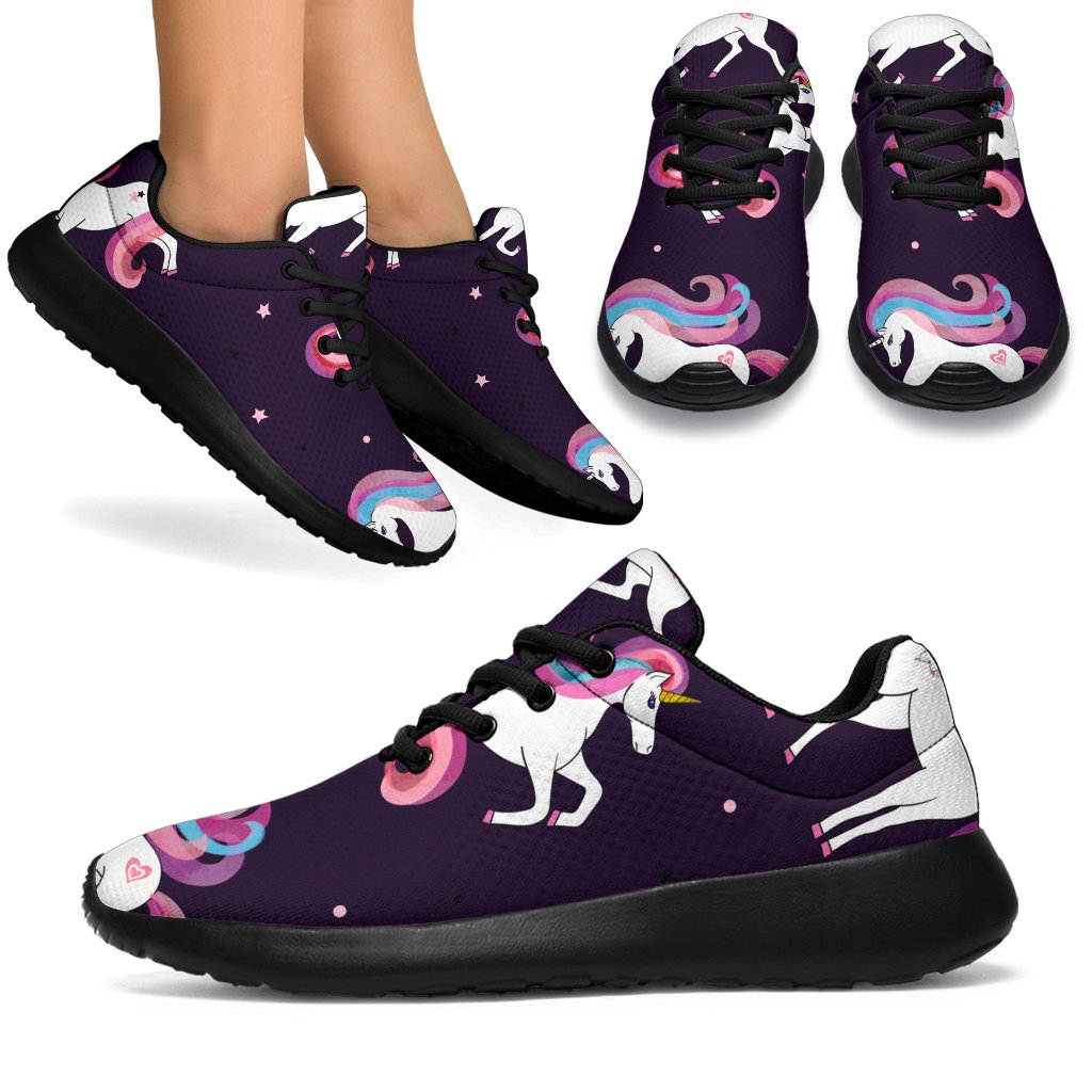 Night Girly Unicorn Pattern Print Sport Shoes GearFrost