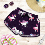 Night Girly Unicorn Pattern Print Women's Shorts