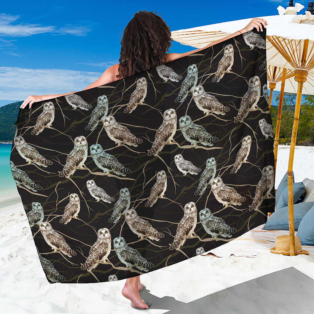 Night Owl Pattern Print Beach Sarong Wrap