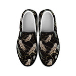 Night Owl Pattern Print Black Slip On Shoes