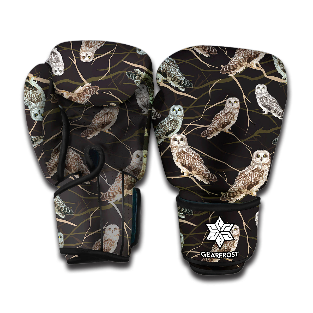 Night Owl Pattern Print Boxing Gloves