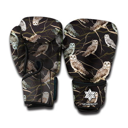 Night Owl Pattern Print Boxing Gloves