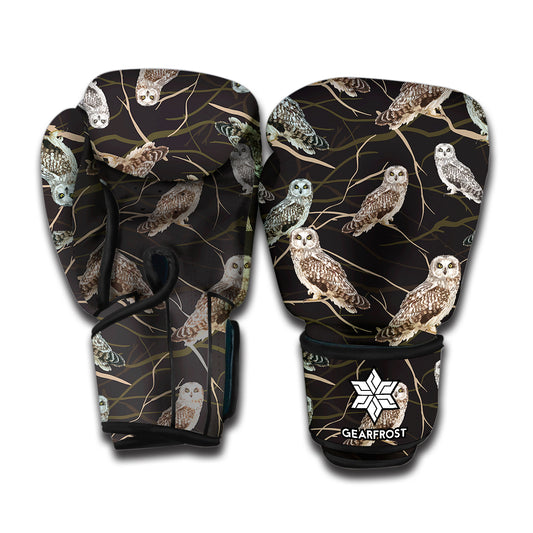 Night Owl Pattern Print Boxing Gloves