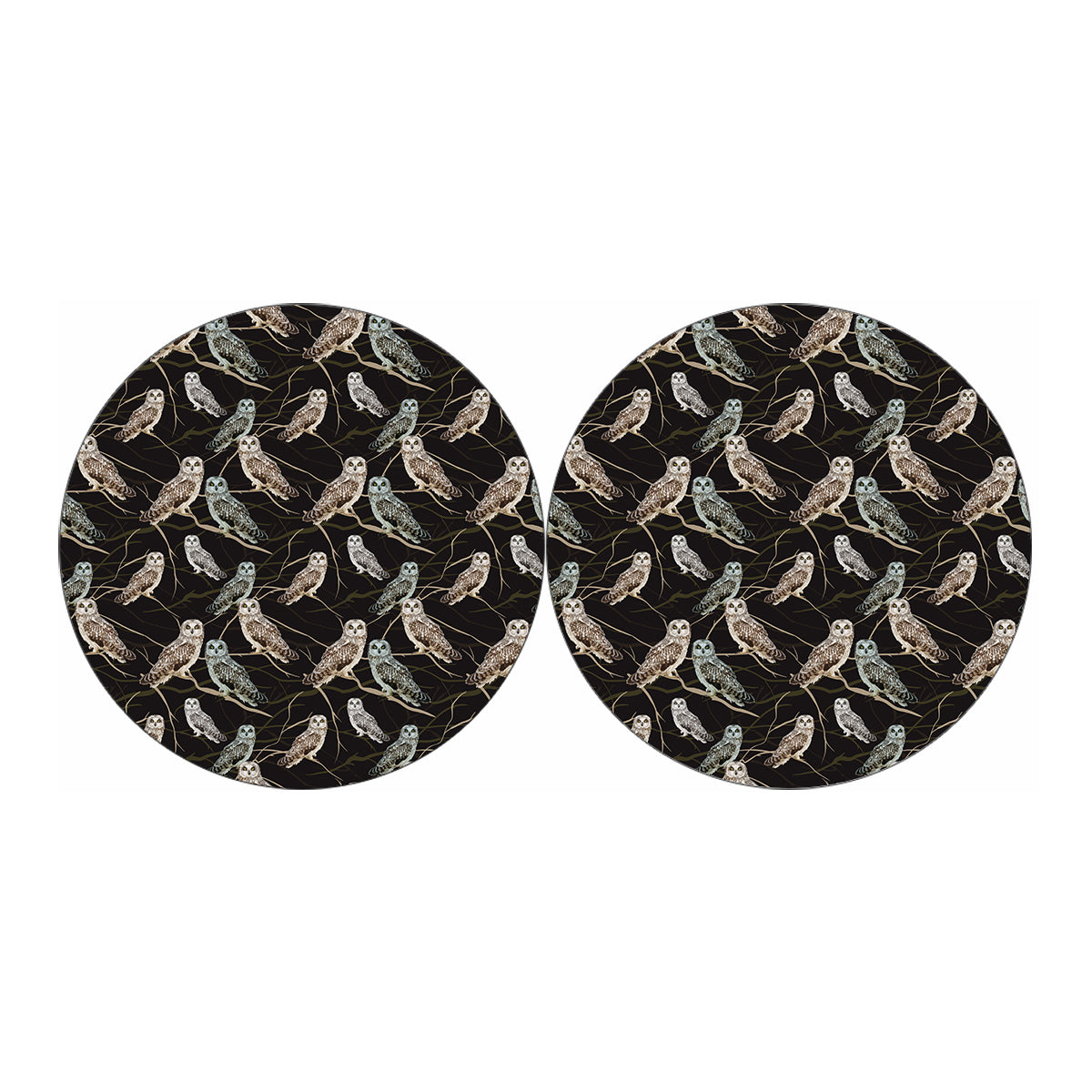 Night Owl Pattern Print Car Coasters