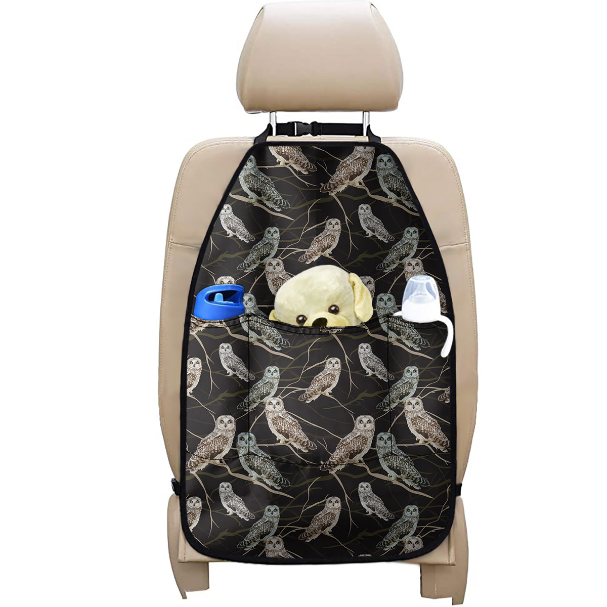 Night Owl Pattern Print Car Seat Organizers