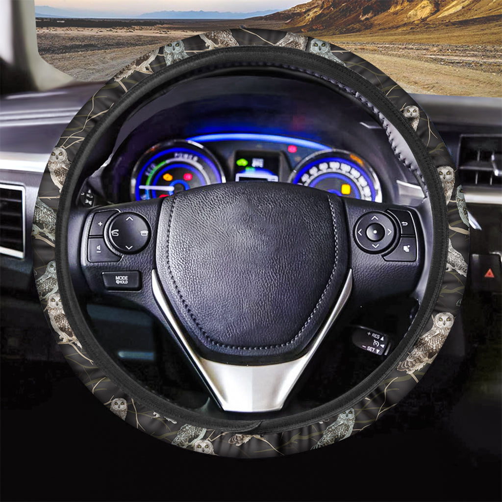 Night Owl Pattern Print Car Steering Wheel Cover
