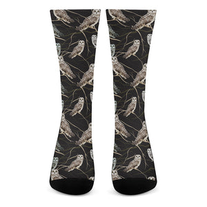 Night Owl Pattern Print Crew Socks